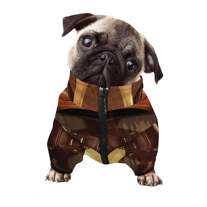 Old Japanese Samurai Mask Print Dog Zip Up Jacket