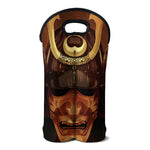 Old Japanese Samurai Mask Print Double Neoprene Wine Tote