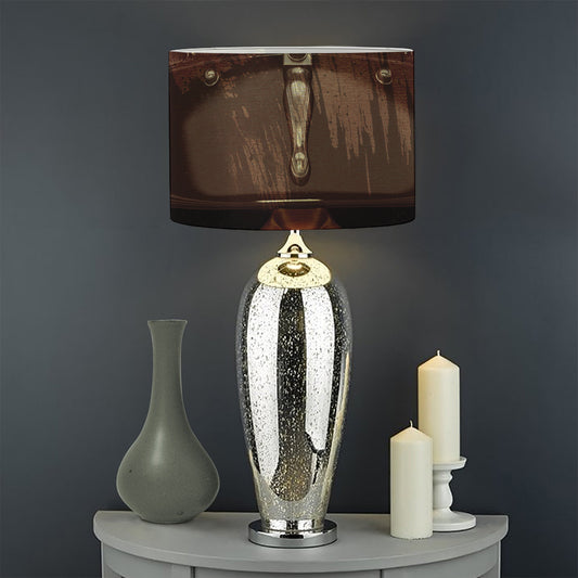 Old Japanese Samurai Mask Print Drum Lamp Shade