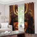 Old Japanese Samurai Mask Print Extra Wide Grommet Curtains