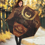 Old Japanese Samurai Mask Print Foldable Umbrella