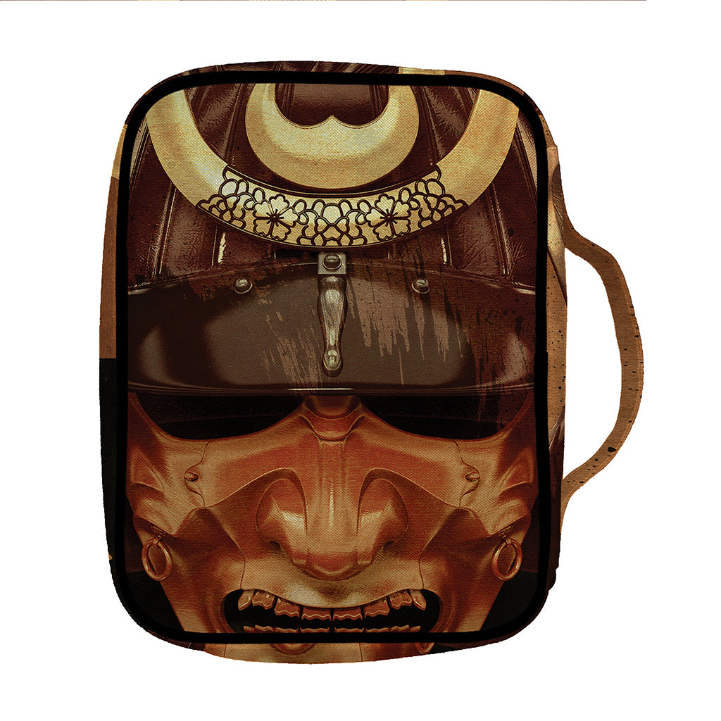 Old Japanese Samurai Mask Print Front Pocket Bible Bag