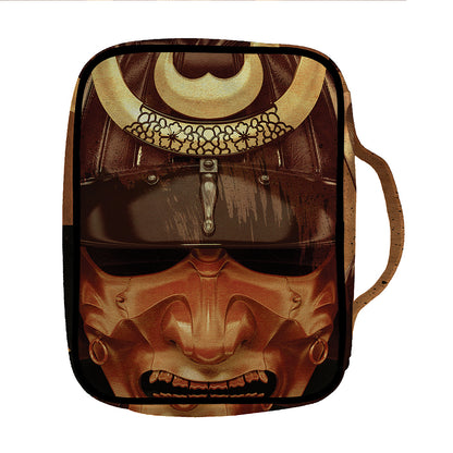 Old Japanese Samurai Mask Print Front Pocket Bible Bag
