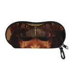 Old Japanese Samurai Mask Print Glasses Case