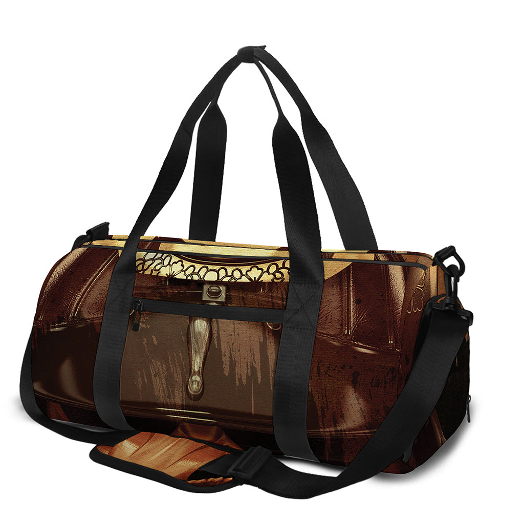 Old Japanese Samurai Mask Print Gym Bag