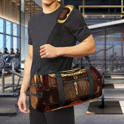 Old Japanese Samurai Mask Print Gym Bag