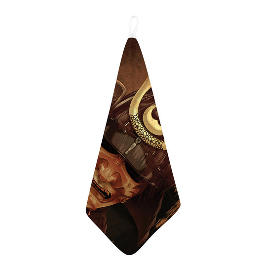 Old Japanese Samurai Mask Print Hand Towel