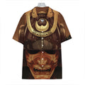 Old Japanese Samurai Mask Print Hawaiian Shirt
