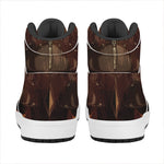 Old Japanese Samurai Mask Print High Top Leather Sneakers