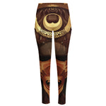 Old Japanese Samurai Mask Print High-Waisted Pocket Leggings