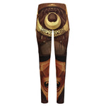 Old Japanese Samurai Mask Print High-Waisted Pocket Leggings