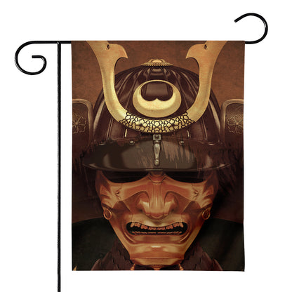 Old Japanese Samurai Mask Print House Flag