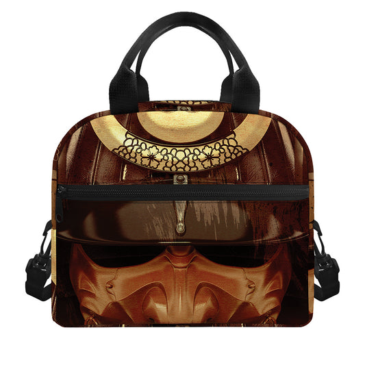 Old Japanese Samurai Mask Print Insulated Lunch Bag