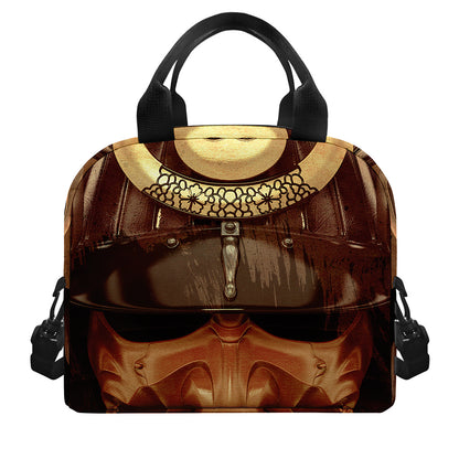 Old Japanese Samurai Mask Print Insulated Lunch Bag