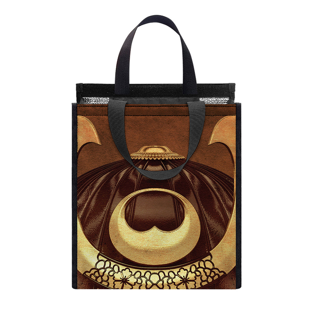 Old Japanese Samurai Mask Print Insulated Lunch Tote