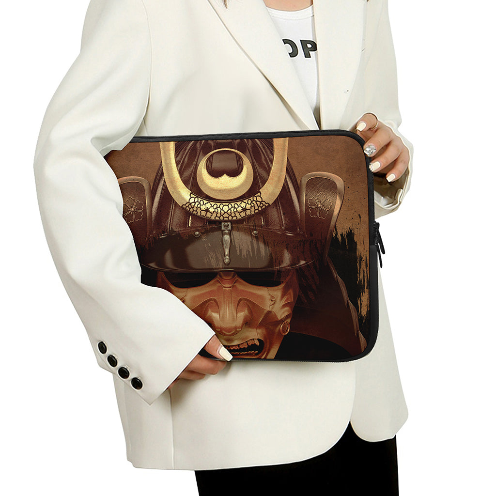 Old Japanese Samurai Mask Print Laptop Sleeve