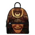 Old Japanese Samurai Mask Print Leather Backpack