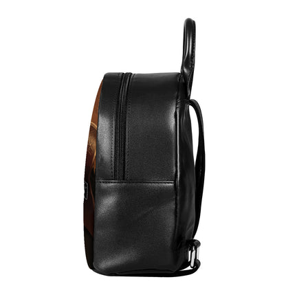 Old Japanese Samurai Mask Print Leather Backpack