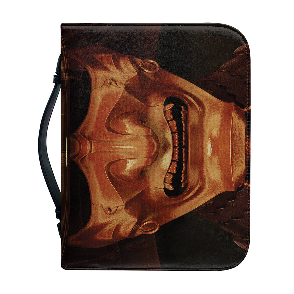 Old Japanese Samurai Mask Print Leather Bible Cover