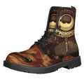 Old Japanese Samurai Mask Print Lace-Up Boots