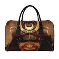 Old Japanese Samurai Mask Print Leather Duffel Bag