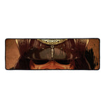 Old Japanese Samurai Mask Print Long Kitchen Mat