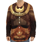 Old Japanese Samurai Mask Print Long Sleeve Baseball Jersey