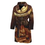 Old Japanese Samurai Mask Print Men's Bathrobe