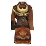 Old Japanese Samurai Mask Print Men's Bathrobe