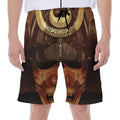 Old Japanese Samurai Mask Print Men's Beach Shorts