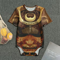 Old Japanese Samurai Mask Print Men's Bodysuit