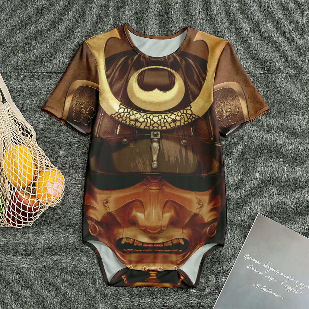 Old Japanese Samurai Mask Print Men's Bodysuit