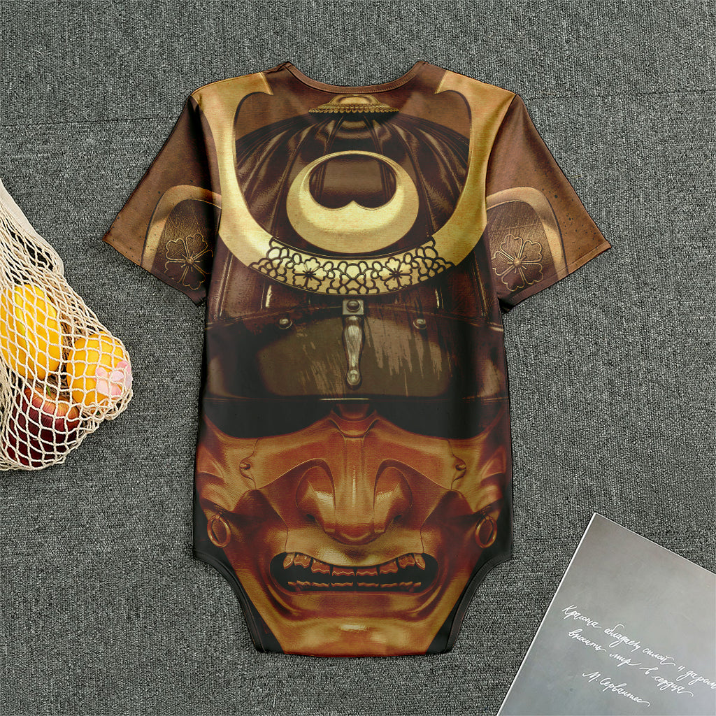 Old Japanese Samurai Mask Print Men's Bodysuit