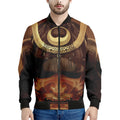 Old Japanese Samurai Mask Print Men's Bomber Jacket