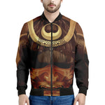 Old Japanese Samurai Mask Print Men's Bomber Jacket