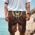 Old Japanese Samurai Mask Print Men's Cargo Shorts