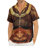 Old Japanese Samurai Mask Print Men's Deep V-Neck Shirt