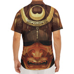 Old Japanese Samurai Mask Print Men's Deep V-Neck Shirt