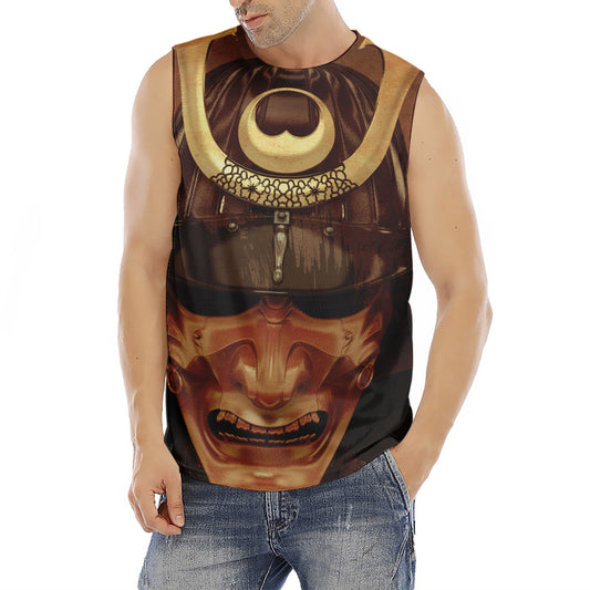 Old Japanese Samurai Mask Print Men's Fitness Tank Top