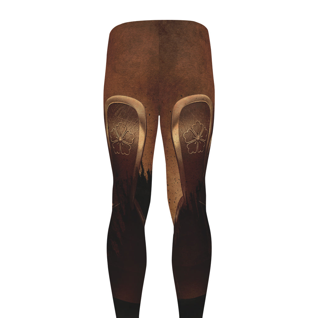 Old Japanese Samurai Mask Print Men's leggings