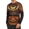 Old Japanese Samurai Mask Print Men's Long Sleeve Rash Guard