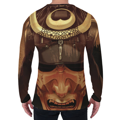 Old Japanese Samurai Mask Print Men's Long Sleeve T-Shirt