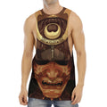 Old Japanese Samurai Mask Print Men's Muscle Tank Top