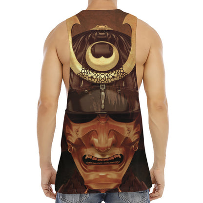 Old Japanese Samurai Mask Print Men's Muscle Tank Top