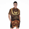 Old Japanese Samurai Mask Print Men's Romper