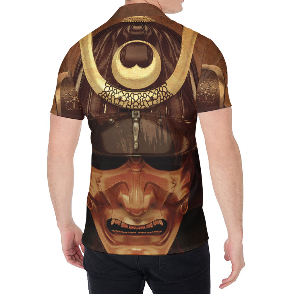 Old Japanese Samurai Mask Print Men's Shirt