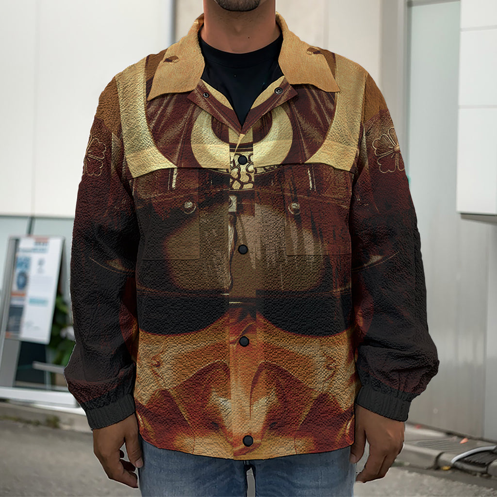 Old Japanese Samurai Mask Print Men's Shirt Jacket