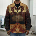 Old Japanese Samurai Mask Print Men's Shirt Jacket