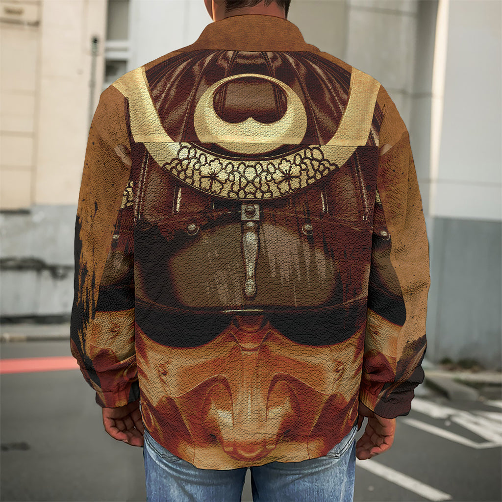 Old Japanese Samurai Mask Print Men's Shirt Jacket