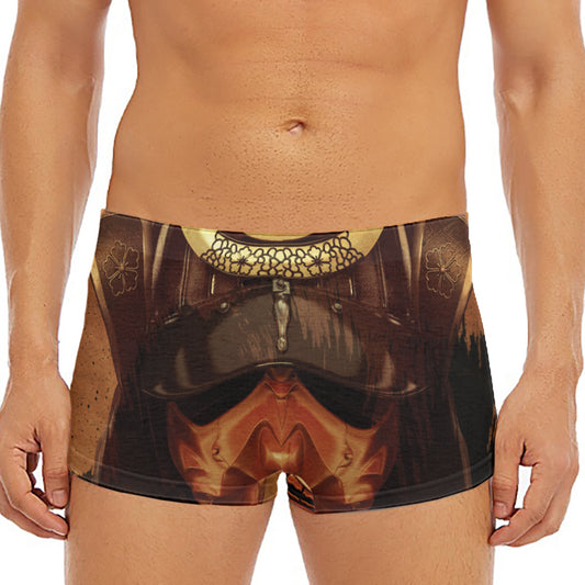 Old Japanese Samurai Mask Print Men's Short Boxer Briefs